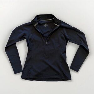 Patagonia Capilene Performance Base Layer Sz L Womens 1/4 Zip Long Sleeve Black
